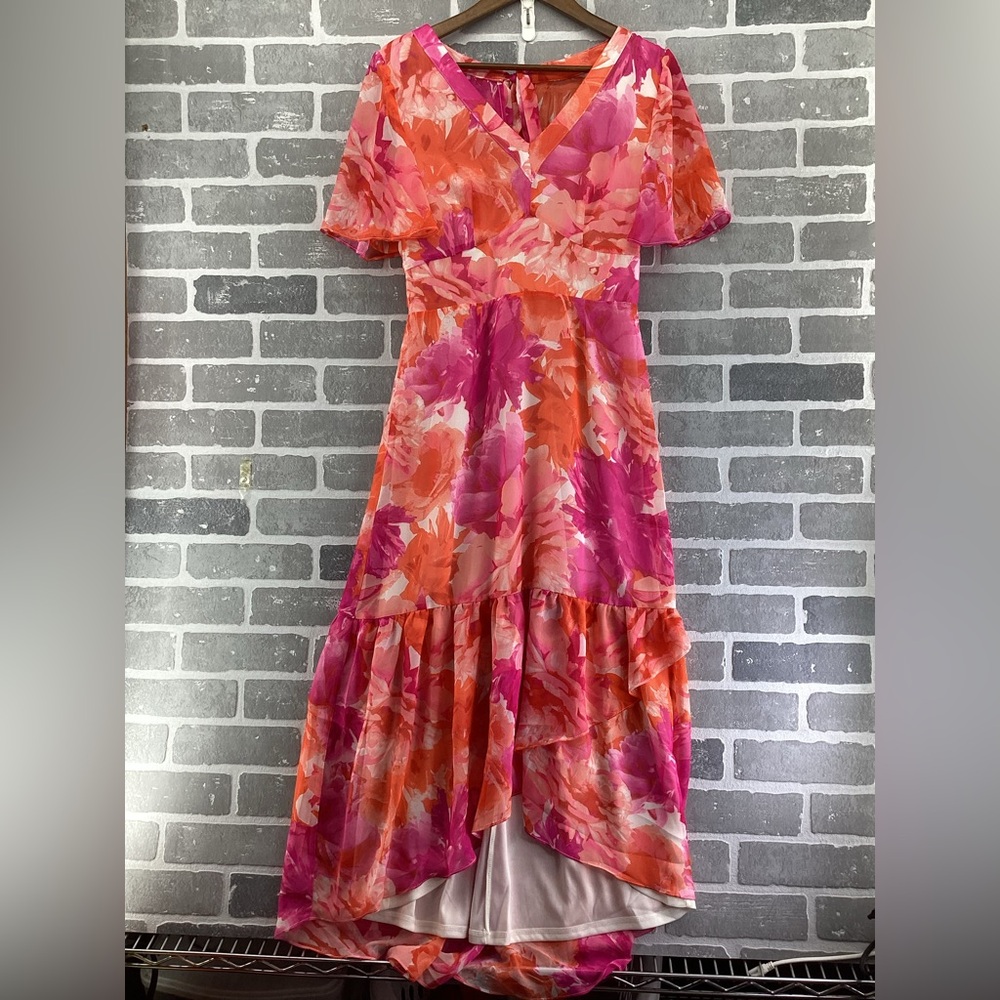 Julia Jordan orange and pink summer dress size 4